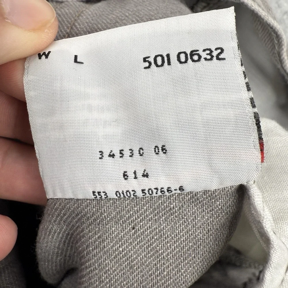 Vintage Levis Jeans Mens 38x30 Gray 501 Straight‎ Leg Button Fly Made In USA